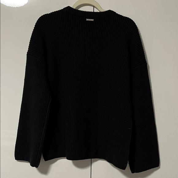 NWOT Michael Kors Wool Black Oversized Ribbed Sweater Side Slits, Size XS fits M - Picture 9 of 10
